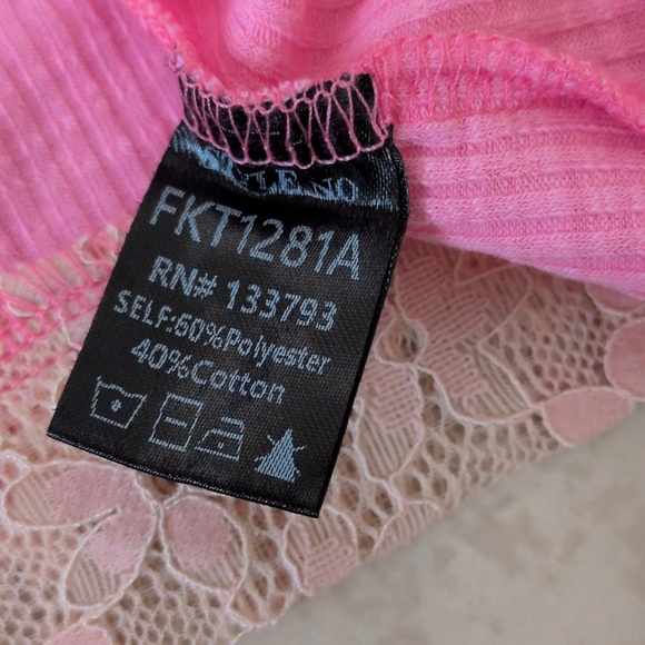 POL  Pink Peace Sign Oversized Hoodie Lace Patchwork Bohemian Top Size Large - Picture 6 of 6